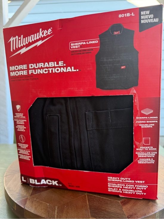 Milwaukee Other - Milwaukee 801B-L Heavy Duty Sherpa Lined Work Vest Black Mens Large L NIB New